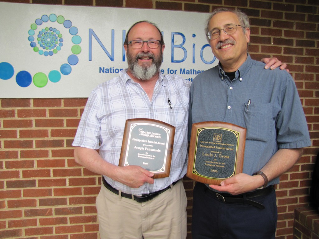 AIBS Distinguished Scientists Joe Felsenstein (left) and Louis Gross (right)
